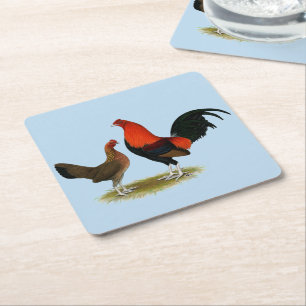Porta-copo De Papel Quadrado Antigos Bantams de Jogo Inglês: BB Red Pair