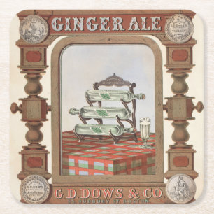 Porta-copo De Papel Quadrado Anúncio Vintage Para Belfast Ginger Ale. 2