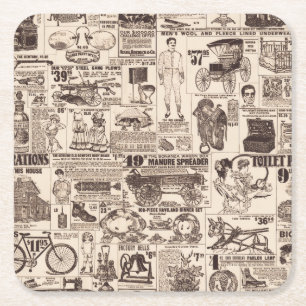 Porta-copo De Papel Quadrado Anúncios de Catálogo Antigo Vintage em Papel Coast
