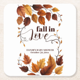 Porta-copo De Papel Quadrado Apaixonar-Se Pelo Chá de fraldas De Folhas De Outo