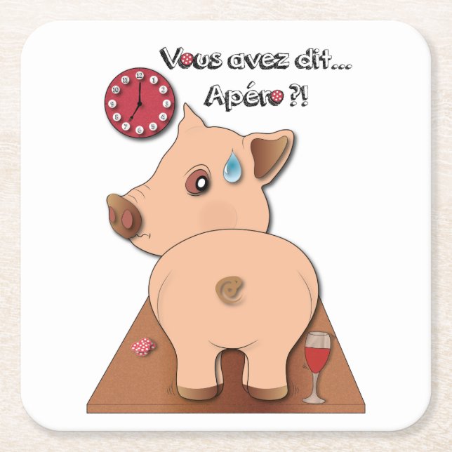 Porta-copo De Papel Quadrado Apéro ! (écrits en noir) (Frente)