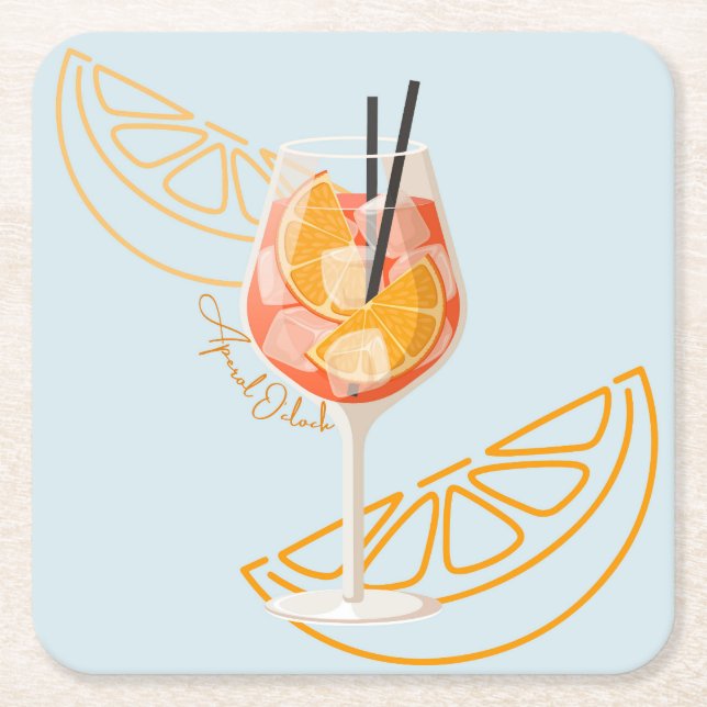 Porta-copo De Papel Quadrado Aperol O'Clock (Frente)