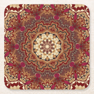 Porta-copo De Papel Quadrado Apoio de Papel Floral Vermelho Dourado para Feriad