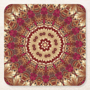 Porta-copo De Papel Quadrado Apoio de Papel Floral Vermelho Dourado para Feriad