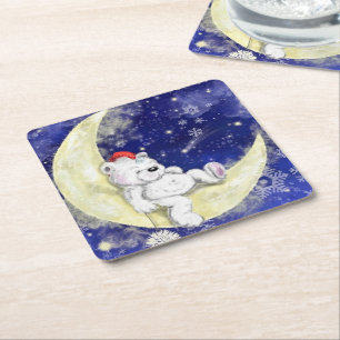 Porta-copo De Papel Quadrado Apoio de Papel Urso de Natal Fofo