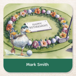 Porta-copo De Papel Quadrado Aposentação de Golfe com tema de golfe