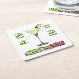 Porta-copo De Papel Quadrado Apple Martini Cocktail recebe arte