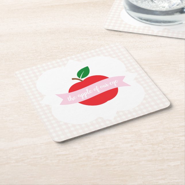 Porta-copo De Papel Quadrado Apple Of Our Eye Girls Birthday (Inclinado)