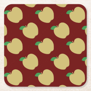 Porta-copo De Papel Quadrado Apple ouro em Vermelho