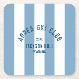 Porta-copo De Papel Quadrado Apres Ski Club Retro Azul Cabana Listrado Ski Part