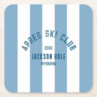 Porta-copo De Papel Quadrado Apres Ski Club Retro Azul Cabana Listrado Ski Part