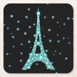 Porta-copo De Papel Quadrado Aqua Bling Eiffel Torre