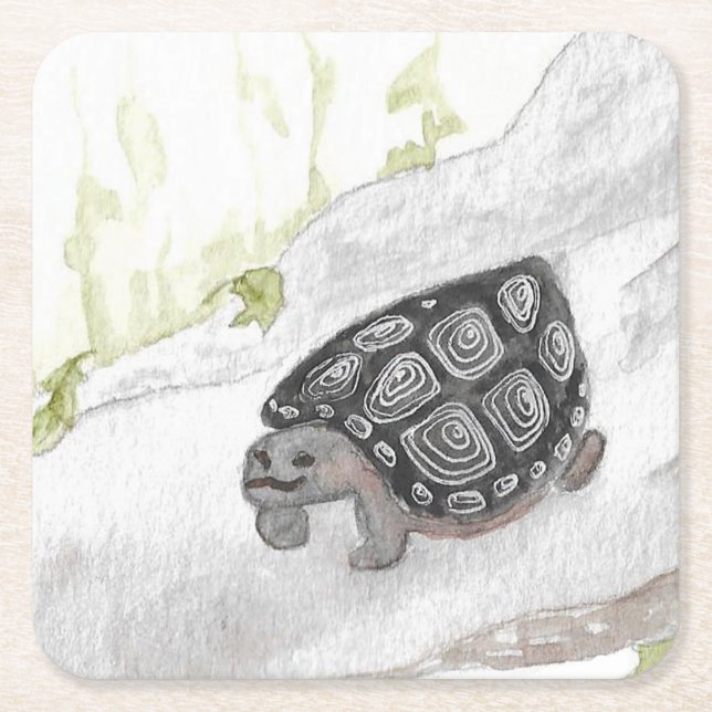 Porta-copo De Papel Quadrado Aquarela (Frente)