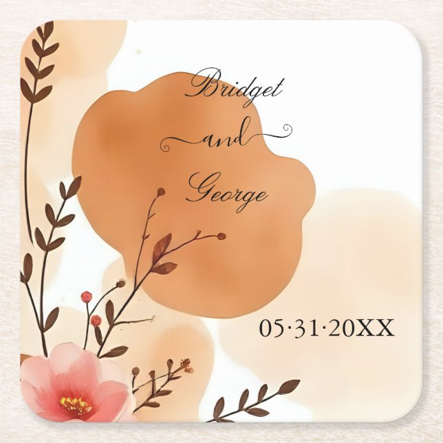 Porta-copo De Papel Quadrado Aquarela Chic Autumn (Frente)