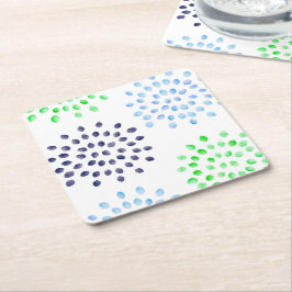 Porta-copo De Papel Quadrado Aquarela Flor Azul Marinho Azul Claro