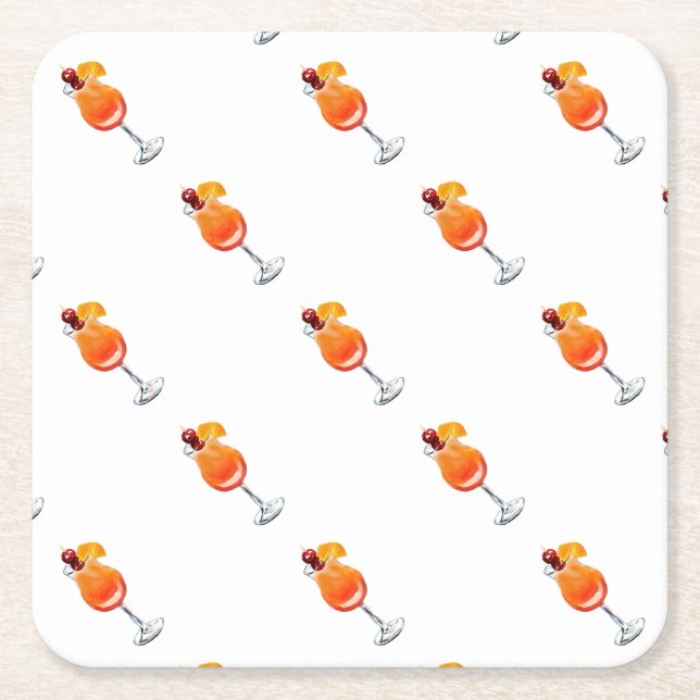 Porta-copo De Papel Quadrado Aquarela Tequila Alcatrão (Frente)