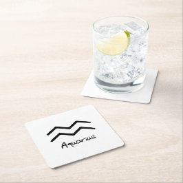 Porta-copo De Papel Quadrado Aquarius Zodiac - Sinal em Branco