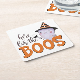Porta-copo De Papel Quadrado Aqui Para Os Vaias Lindo Fantasma Com Vinho Hallow