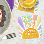 Porta-copo De Papel Quadrado Aqui Vem O Único! Primeiro aniversario Sun Retro B<br><div class="desc">Comemore em estilo com estas portas copos de papel de primeiro aniversario de tendência. Esta design é fácil de personalizar com a sua redação de eventos especiais e os seus convidados ficarão entusiasmados quando virem estas portas copos fabulosas. Itens correspondentes podem ser encontrados na coleção.</div>