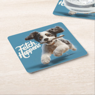 Porta-copo De Papel Quadrado Ar de Médio de puppy adorável em funcionamento com