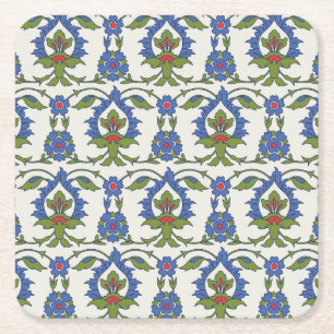 Porta-copo De Papel Quadrado Árabe Tradicional: Iznik Azulejo Invisível.