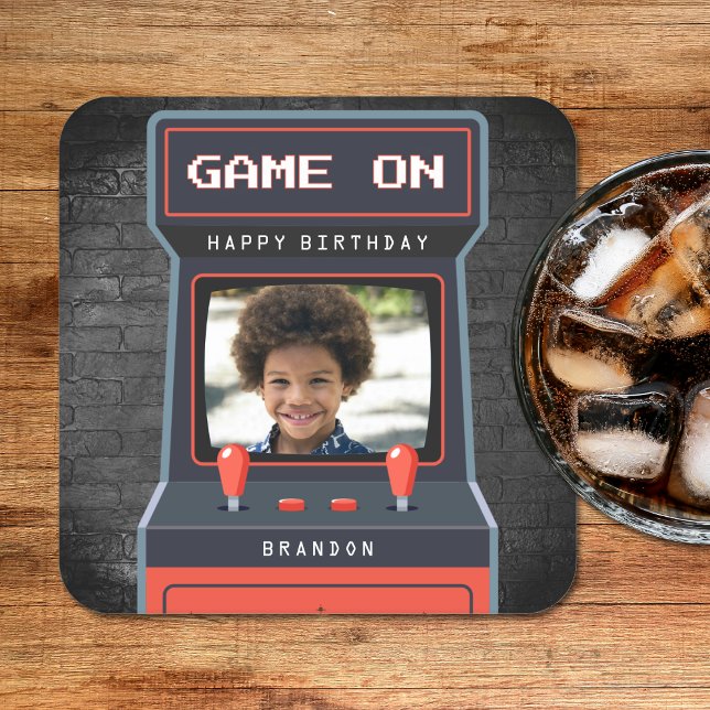 Porta-copo De Papel Quadrado Arcade Game Photo Brick Wall Retro (Criador carregado)