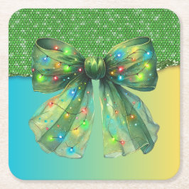 Porta-copo De Papel Quadrado Arco das Luzes do Natal Driling Bling Merry Xmas