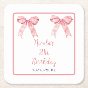 Porta-copo De Papel Quadrado Arco de Coquete Pink Aniversário