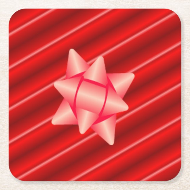 Porta-copo De Papel Quadrado Arco Vermelho Natal (Frente)