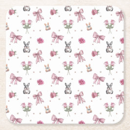 Porta-copo De Papel Quadrado Arcos, Coelhinhos e Flores