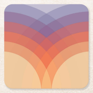 Porta-copo De Papel Quadrado Arcos pastéis de cor púrpura, laranja e azul