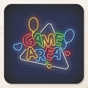 Porta-copo De Papel Quadrado Área do Jogo de Sinais Neon Simulados Muito Legal 