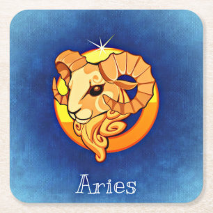 Porta-copo De Papel Quadrado aries portas copos zodiacas