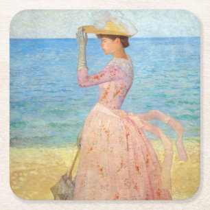 Porta-copo De Papel Quadrado Aristide Maillol - Mulher com Guarda-Sol