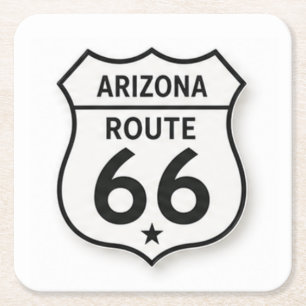 Porta-copo De Papel Quadrado Arizona Rota 66 Retro Escudo Branco Apoio de Copo