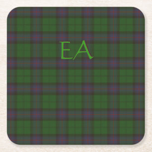 Porta-copo De Papel Quadrado Armstrong Oficial Clan Tartan com as suas iniciais