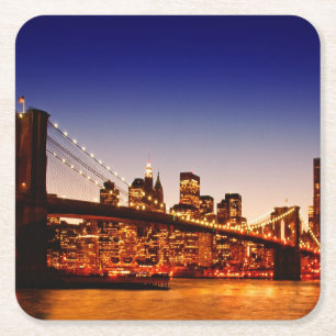 Porta-copo De Papel Quadrado Arquitectura da cidade de New York com a ponte