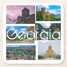 Porta-copo De Papel Quadrado Arquitetura de Borjomi Georgia Tbilisi Kazbegi