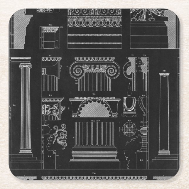 Porta-copo De Papel Quadrado Arquitetura gráfica IV (Frente)