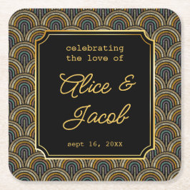 Porta-copo De Papel Quadrado Art Deco Embroidered-Style Wedding 