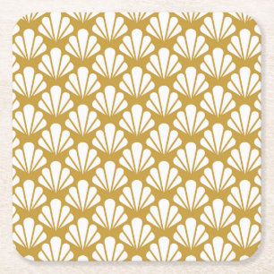 Porta-copo De Papel Quadrado Art Deco, padrão floral geométrico sem costura.