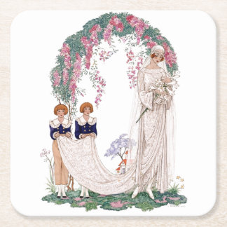Porta-copo De Papel Quadrado Art Deco Vintage Bride 