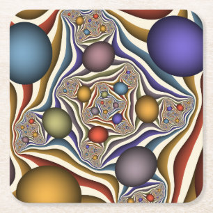 Porta-copo De Papel Quadrado Arte abstrata fractal moderna colorida voando alto