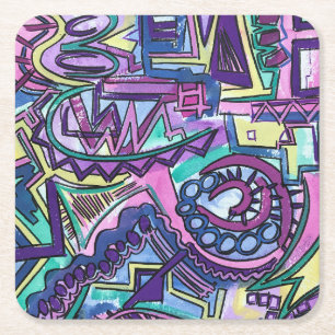 Porta-copo De Papel Quadrado Arte abstrata pintada à mão - Livre Arbítrio
