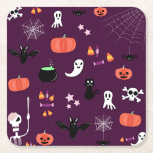Porta-copo De Papel Quadrado Arte Assustadoramente Fofa de Halloween