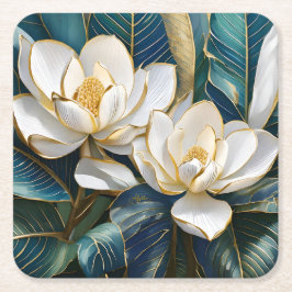 Porta-copo De Papel Quadrado Arte da Magnolia Meridional