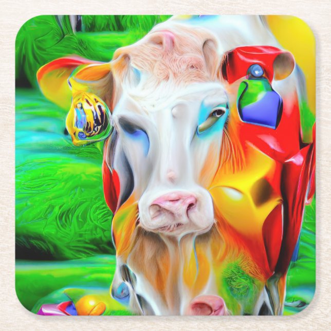 Porta-copo De Papel Quadrado Arte de Fazenda Surreal (Frente)