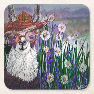 Porta-copo De Papel Quadrado Arte De Lama Com Óculos. E Arte