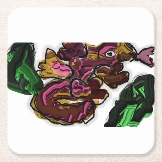 Porta-copo De Papel Quadrado Arte de Lizard (Frente)