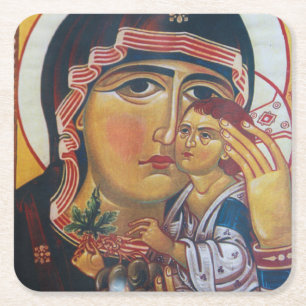 Porta-copo De Papel Quadrado Arte de Maria Mãe e Jesus
